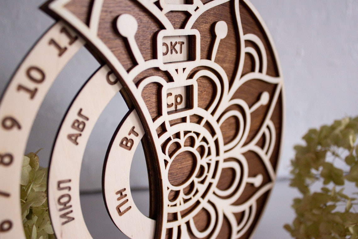 Perpetual calendar Eng. Laser cut file. CDR PDF AI vector Etsy