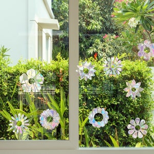 flowers suncatcher sticker, floral rainbow maker, window rainbow cling, suncatcher sticker, suncatcher for car