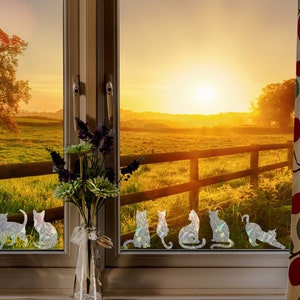 10 cats suncatchers, cute kittens rainbow maker sticker,  window rainbow cling, suncatcher sticker, sun catcher for car