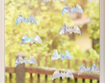 12 bat suncatchers, bats halloween rainbow maker sticker,  window rainbow cling, suncatcher sticker, sun catcher for car