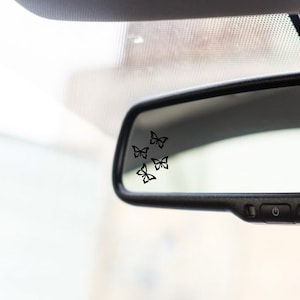 sticker achteruitkijkspiegel, kleine vlindersticker, kleine schattige sticker, sticker passagiersspiegel, holografisch iriserend, opaalwit