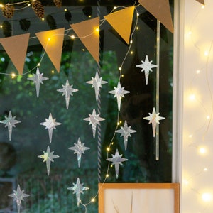15 stars suncatcher sticker, Christmas window decor rainbow maker sticker,  window rainbow cling, sparkle star sun catcher for car or home