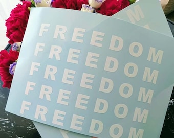 5x FREEDOM Stickers: American Patriotism Kirk Decal for Laptop, 8 inch Car Decals. No additional USA import fees