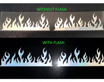 Reflective Flames Iron On Set: Heat Transfer Applique, Shoe Decal