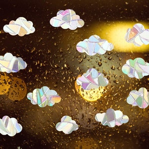 suncatcher sticker 12 clouds, cute clouds rainbow maker decal,  window rainbow cling, suncatcher sticker, sun catcher for car, gift for her