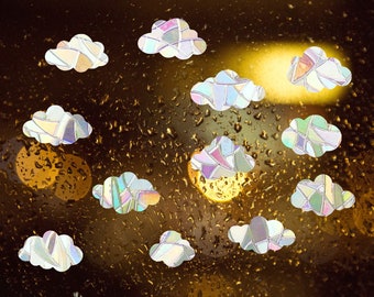Pegatina atrapasol 12 nubes, linda calcomanía para hacer arcoíris con nubes, adhesivo arcoíris para ventana, pegatina atrapasol, atrapasol para coche, regalo para ella