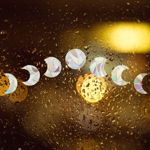 moon phases suncatcher sticker, lunar phases rainbow maker, crescent moon window rainbow cling, suncatcher sticker, suncatcher for car