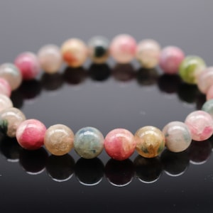 Tourmaline Bracelet Mix Multi Color Stretch 8-10 mm High Quality Natural Stone Light 0,7 cm