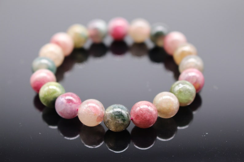 Tourmaline Bracelet Mix Multi Color Stretch 8-10 mm High Quality Natural Stone Light image 5