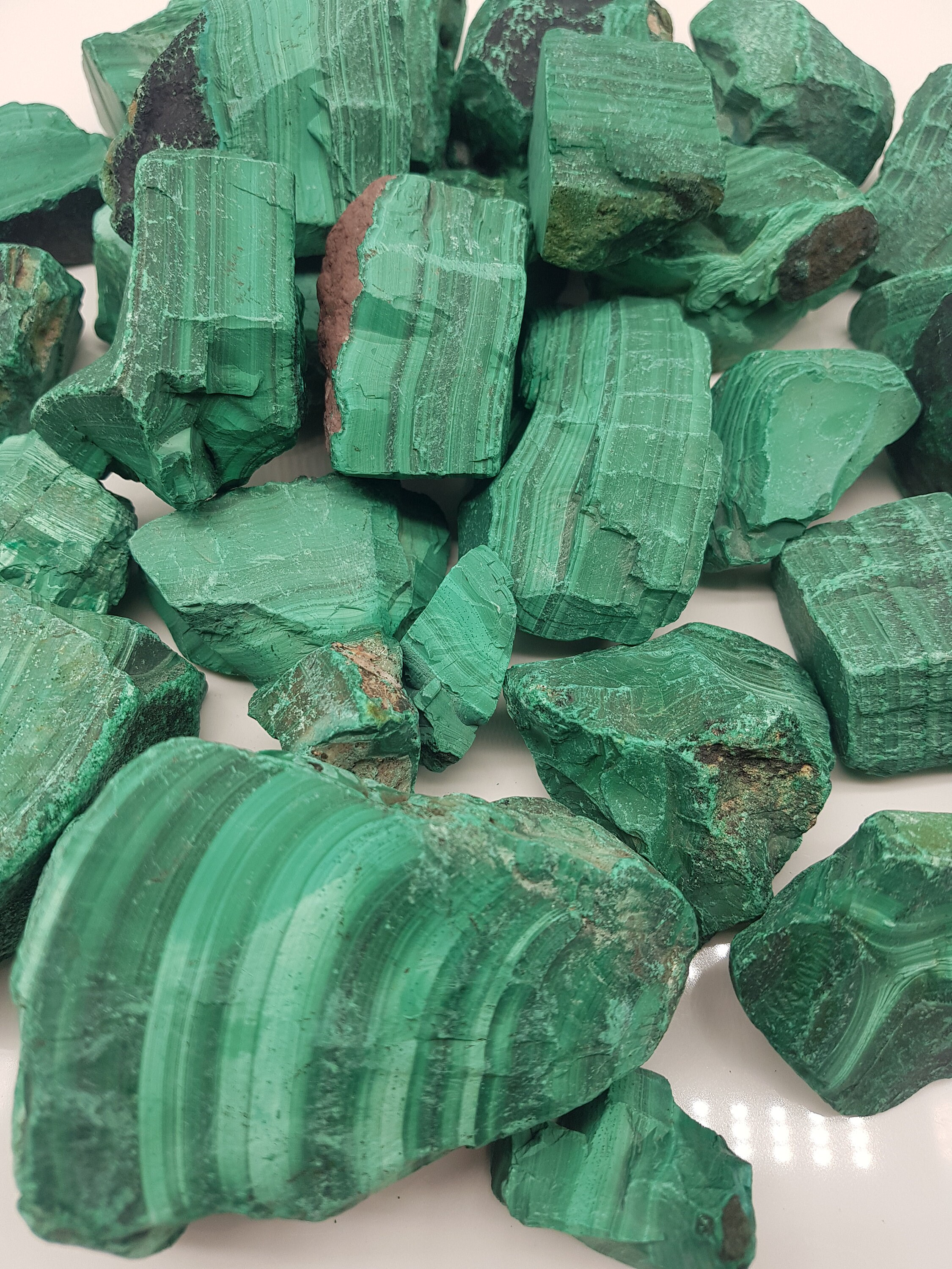 マラカイト原石 縞模様、天然品質、高品質天然石、宝石、ヒーリング