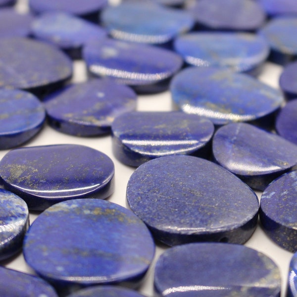 Lapislazuli Anhänger AAA Runde Scheiben gebohrt flach Edelstein Heilstein Naturstein Schmuckzubehör Cabochon