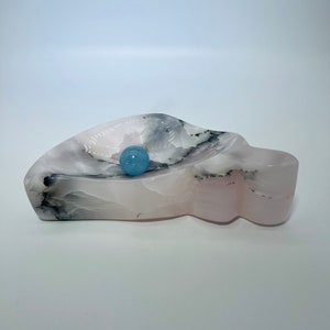 Magano Calcite Blue Calcite Bowl Solid Bowl Free Form Gemstone Healing Stone Chakra Mediation Decoration