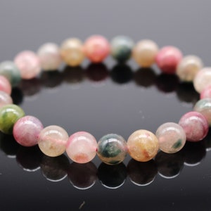 Tourmaline Bracelet Mix Multi Color Stretch 8-10 mm High Quality Natural Stone Light image 3