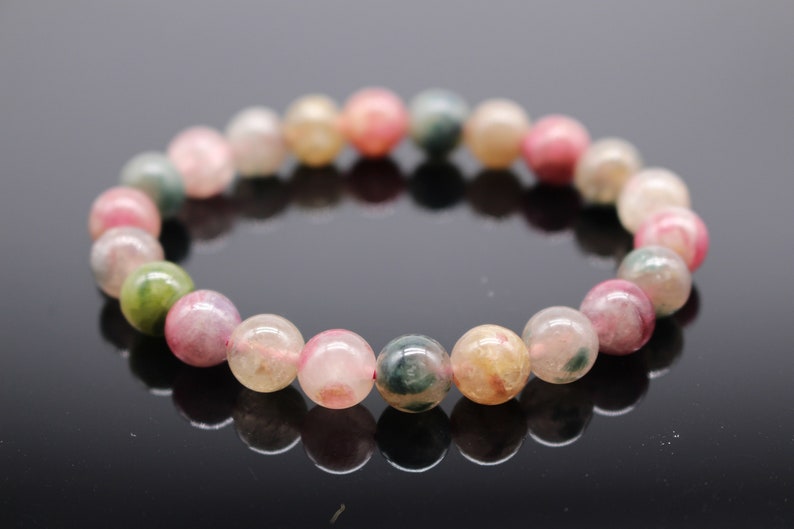 Tourmaline Bracelet Mix Multi Color Stretch 8-10 mm High Quality Natural Stone Light image 3