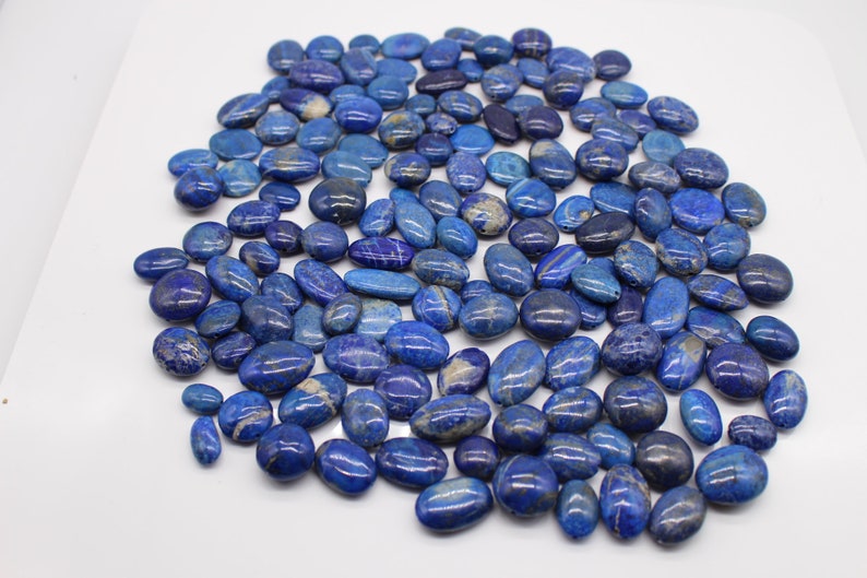 Lapis lazuli Stress Stones Drilled Oval Shape Lens Shape AA Cut Decoration Healing Stones Blue Tones Pendant with Hole
