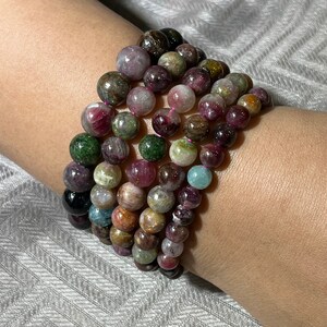 Tourmaline Bracelet Mix Multi Color Stretch 8-10 mm High Quality Natural Stone Light 1 cm