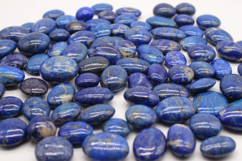 Lapis lazuli Stress Stones Drilled Oval Shape Lens Shape AA Cut Decoration Healing Stones Blue Tones Pendant with Hole