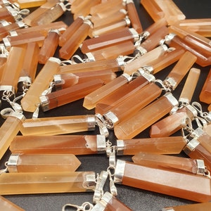 Calcite Honey Calcite tip/pen pendant silver set gemstone healing stone natural stone