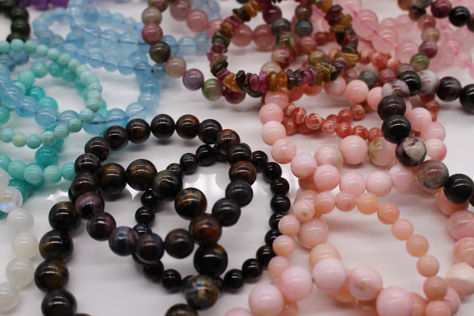 1 Pieza Pulsera Elástica Tejida A Mano Con Cuentas De Piedra Cristal