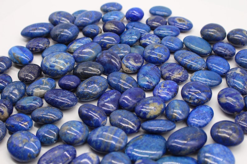 Lapis lazuli Stress Stones Drilled Oval Shape Lens Shape AA Cut Decoration Healing Stones Blue Tones Pendant with Hole
