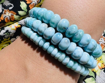Larimar Bracelet Stretch 7-11 mm High Quality Gemstone Healing Stone Natural Stone Chakra Power Bracelet