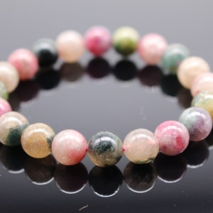 Tourmaline Bracelet Mix Multi Color Stretch 8-10 mm High Quality Natural Stone Light 0,8 cm