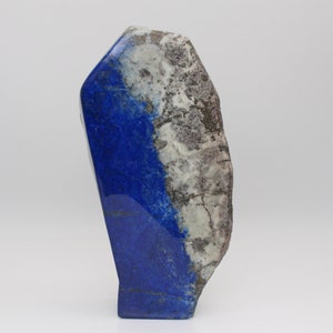 Lapis Lazuli Polished Sculpture Half Polished Half Raw with Pyrite Blue Free Form