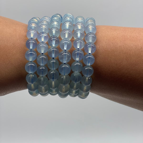 Aquamarin Armband AAA Stretch 8mm Hochwertig Edelstein Mineral Blau