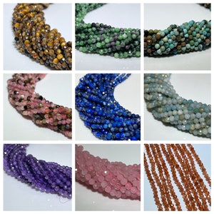 Facetterad ädelstenssträng, 3 mm tjock, 40 cm lång, natursten, helande sten, ädelsten