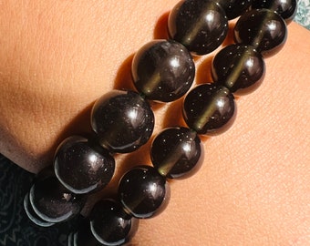 Tektite (Cintamani Saffordite) bracelet stretch power bracelet natural stone healing stone