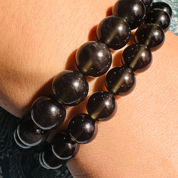 Tektite (Cintamani Saffordite) bracelet stretch power bracelet natural stone healing stone