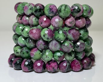 Ruby Ziosite Bracelet Faceted AAA Quality Gemstone Healing Natural Stone