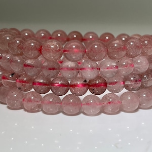 Strawberry Quartz Strawberry Quartz Rose Quartz Bracelet 8-10 mm Gemstone Healing Stones