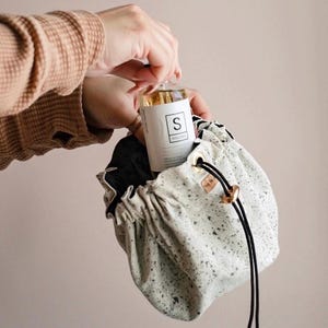 Hand-Painted Drawstring Makeup Bag, Expandable Travel Cosmetic Bag, Lay Flat Toiletry Organizer,  Makeup Pouch,Gift for Her, Made in Canada