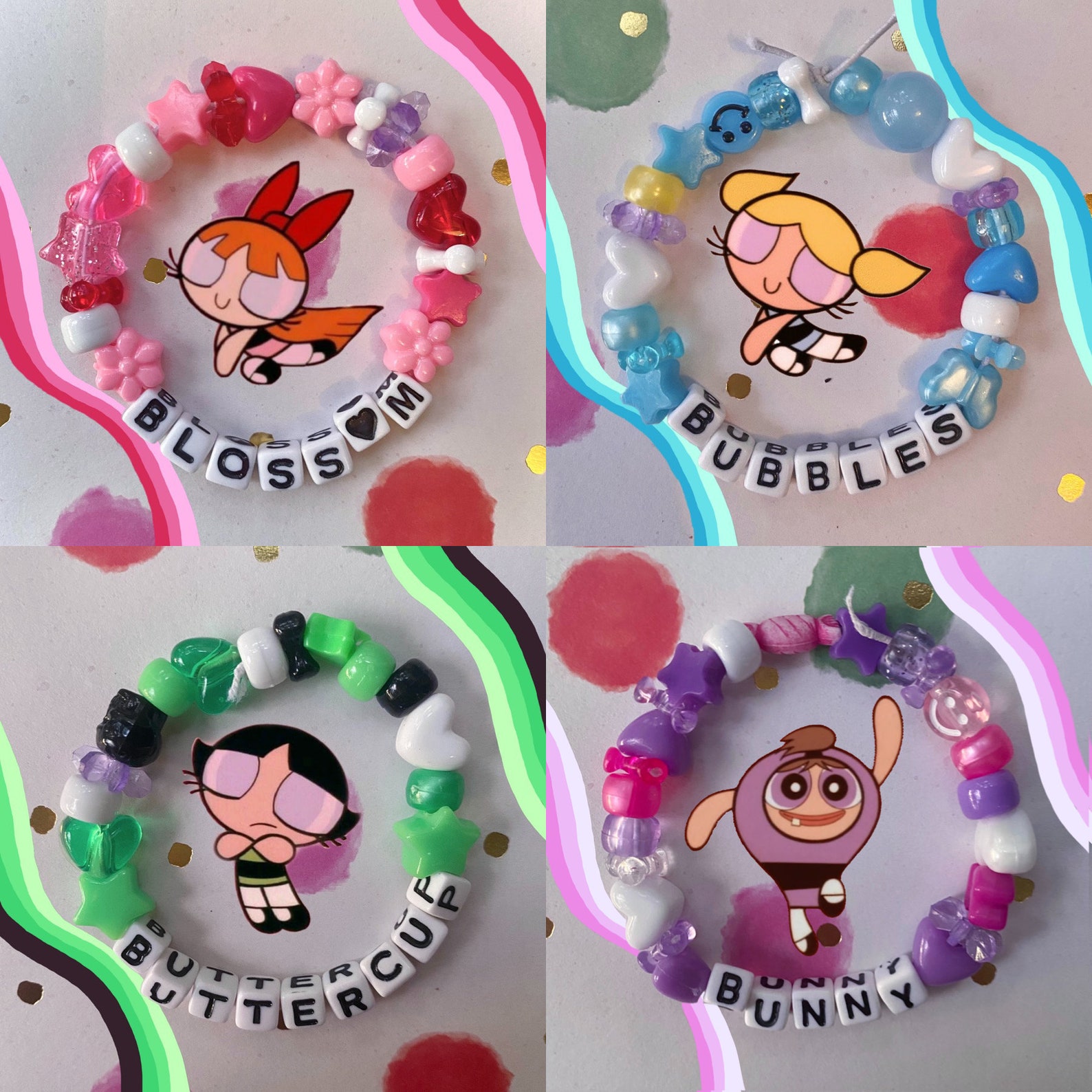 Powerpuff girls bracelet cute trendy y2k beaded aesthetic Etsy