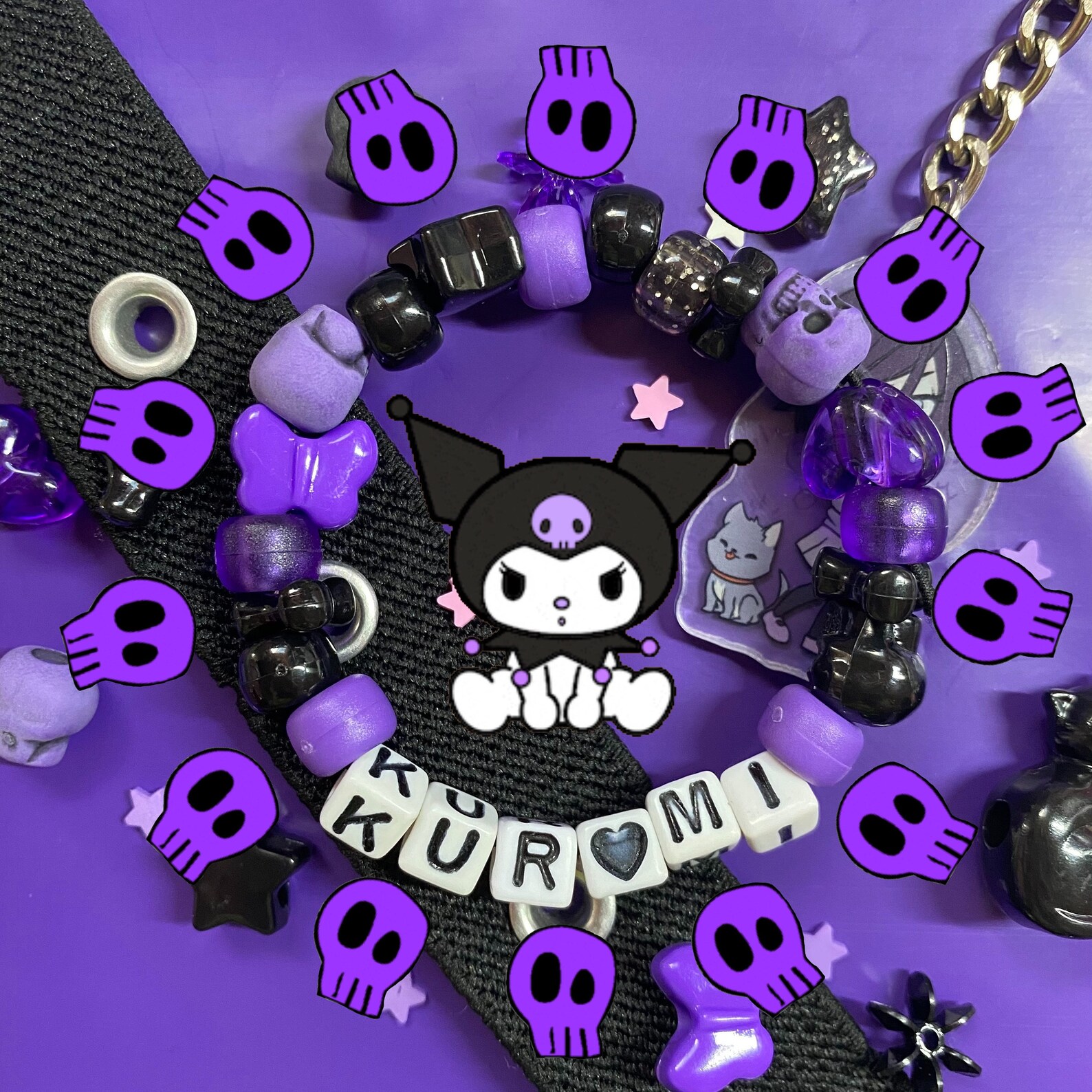 Sanrio kuromi bracelet kandi pink Etsy