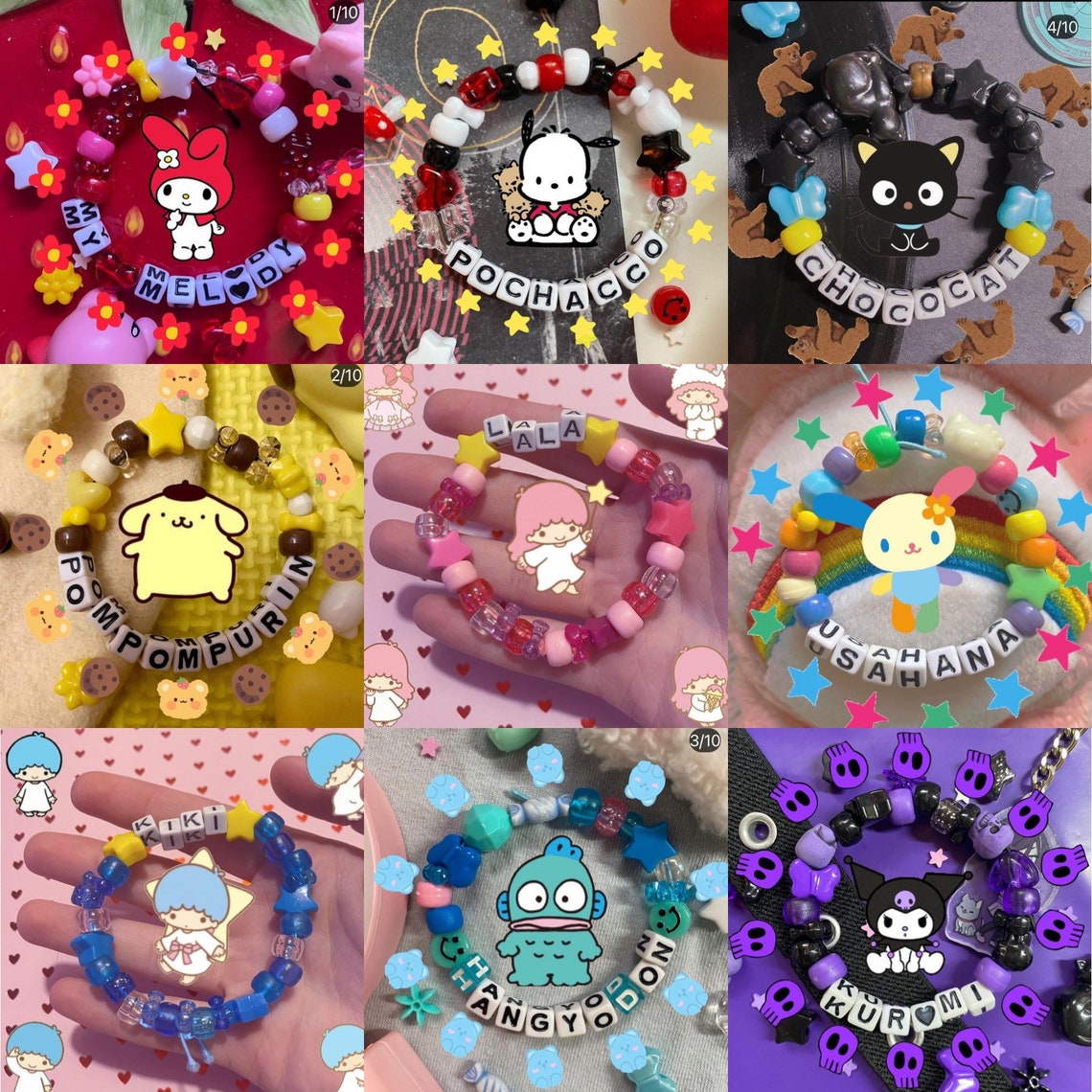 Sanrio Beaded Bracelets Kandi Etsy