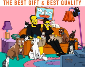 Cartoon Family Portrait Etsy