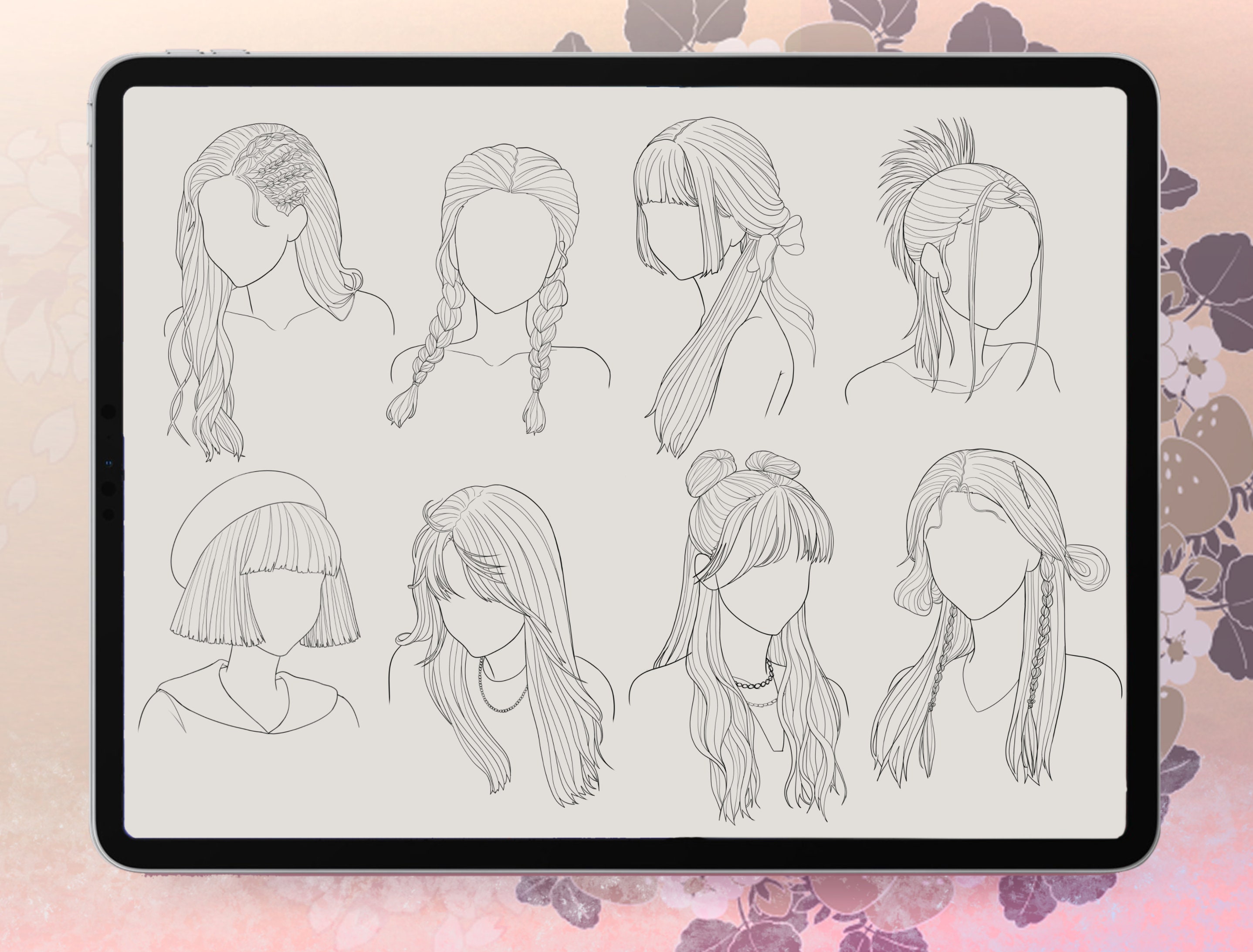 30 Anime Hair Stampsprocreate Stampsanime Hairstyles 