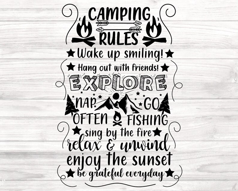 Camping Rules SVG Camping Rules cut files Camping SVG wake Etsy