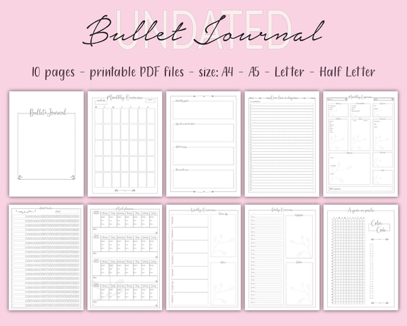 Printable Bullet Journal Planner Bundle Daily Planner | Etsy