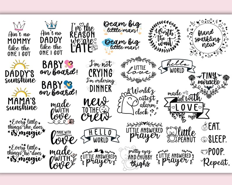 Download 30 Baby Quotes SVG Bundle Baby SVG New born sayings SVG | Etsy