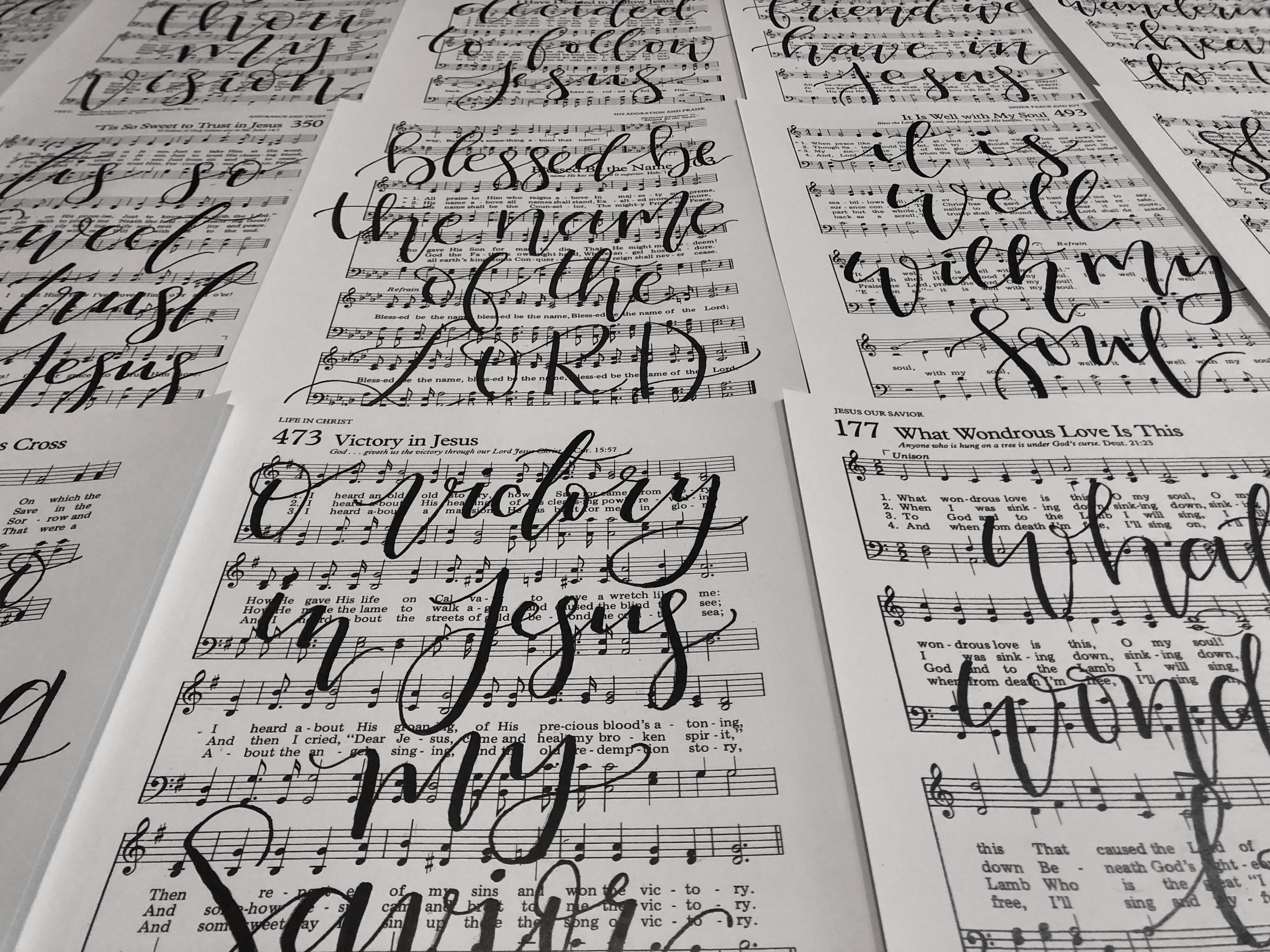 Calligraphy Sheet Music Print | Lettered Music Art, Hymn Music Art ...