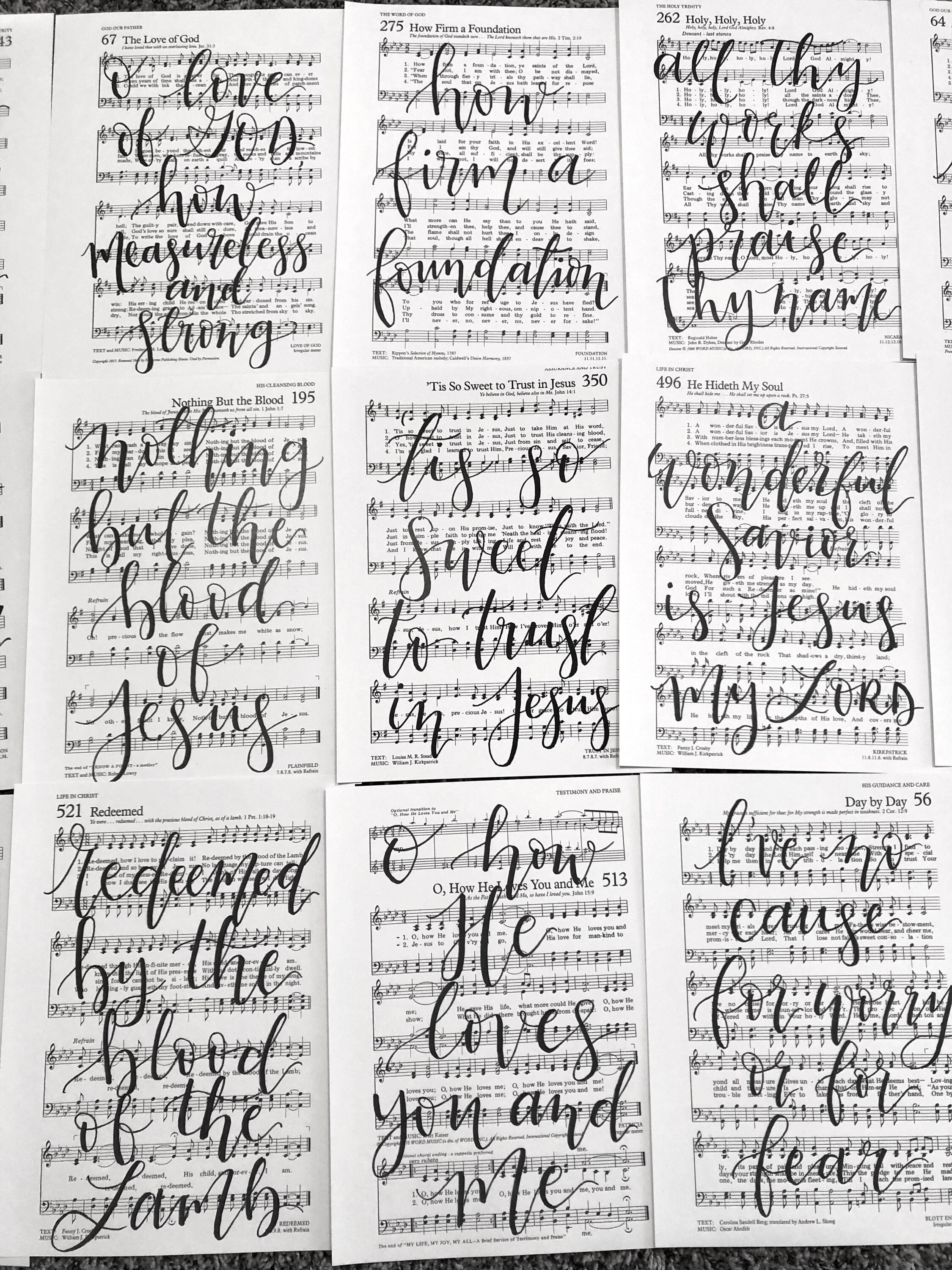 Calligraphy Sheet Music Print | Lettered Music Art, Hymn Music Art ...