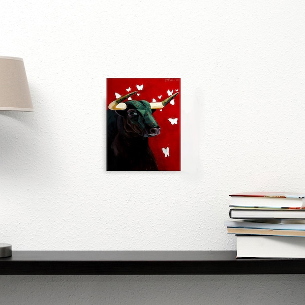 Framed art prints Based on My Original Acrylic of Ferdinand The Bull with Butterflies Painting By Mikekimart