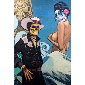 Original Mexikanische Chicano Kunst 19x13&quot; Poster von Calavera Chalino Sanchez Nieves De Enero von Mikekimart