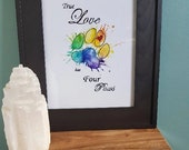 True Love has Four Paws, Watercolor Pet Art, Watercolor Paw Print, Watercolor Print, Digital Download Watercolor, Printable Print, Painting