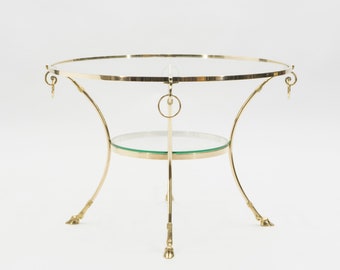 Large French Neoclassical Maison Charles brass gueridon side table 1970s