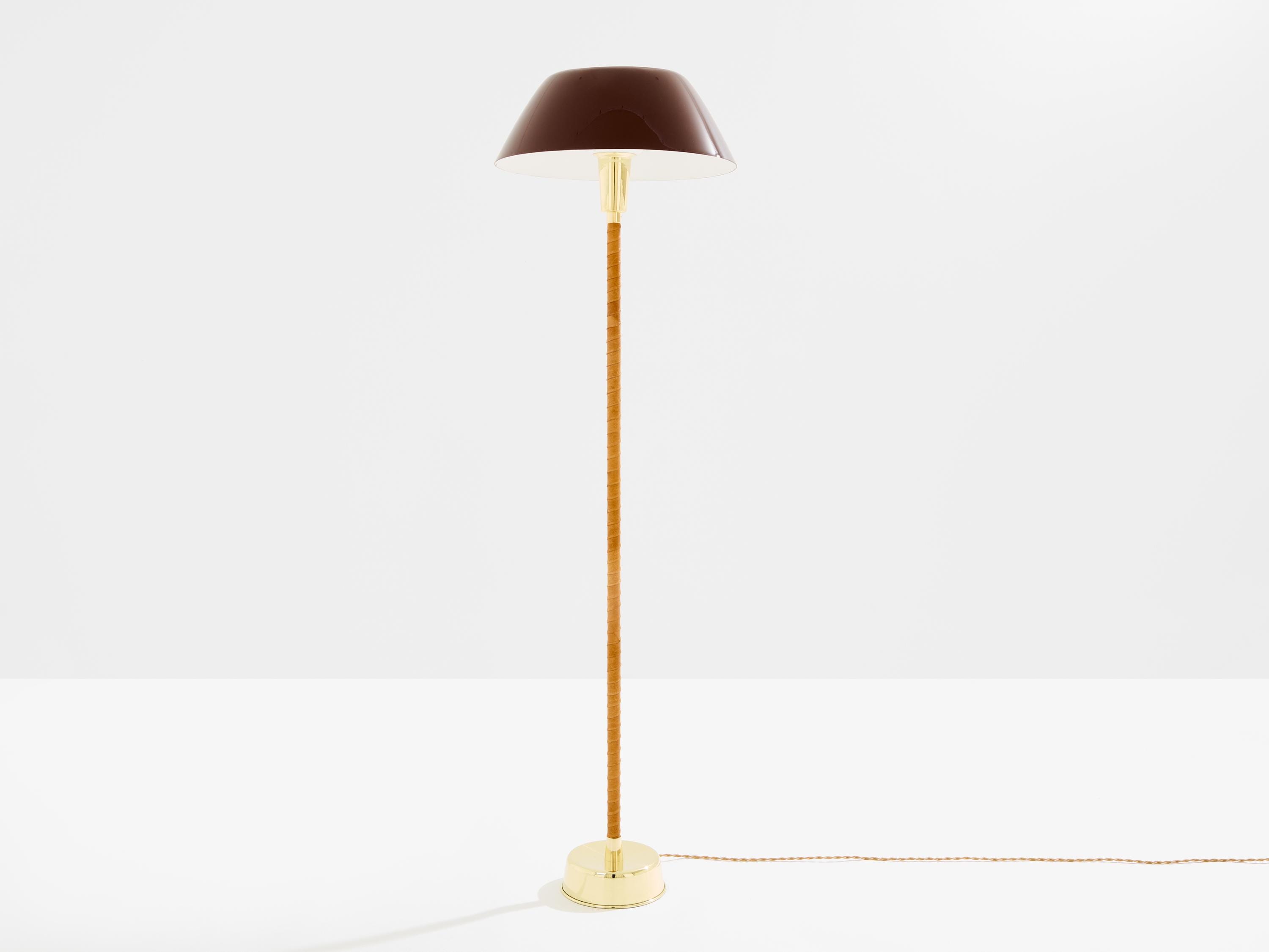 Lisa Johansson-Pape Ihanne floor lamp brass leather 1950