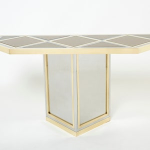 Brass chrome steel mirrored console table by Romeo Rega 1970s